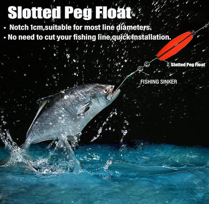 YOTO Peg Floats Slotted丨Fishing Floats for Catfish丨Fishing Cigar Foam Bobber for Santee Rig丨1.5in，2in，2.5in，3in