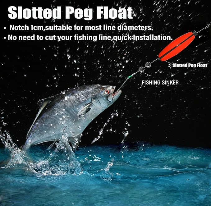 YOTO Peg Floats Slotted丨Fishing Floats for Catfish丨Fishing Cigar Foam Bobber for Santee Rig丨1.5in，2in，2.5in，3in