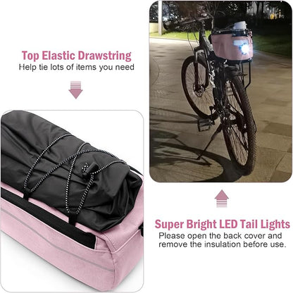 RAYMACE Bike Rear Rack Bag with Tail Light, Bike Truck Cooler Bag for Warm or Cold Items