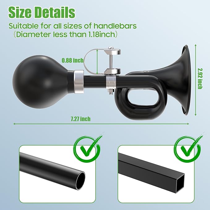 10L0L Golf Cart Bugle Horn, Retro Chrome Snail Air Horn for Yamaha, EZGO, Club Car | Loud & Classic Safety Horn | Universal Fit for Golf Carts, Bikes, Boats | Stainless Steel & Weatherproof