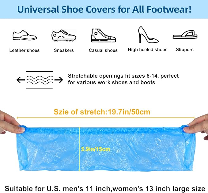 1000 Pcs Shoe Covers Disposable, Non-Slip, Reliable Shoe Covers for Indoors, 15.7'' Adjustable Size Great Value Boot Covers for Home, Hospitals, and Businesses