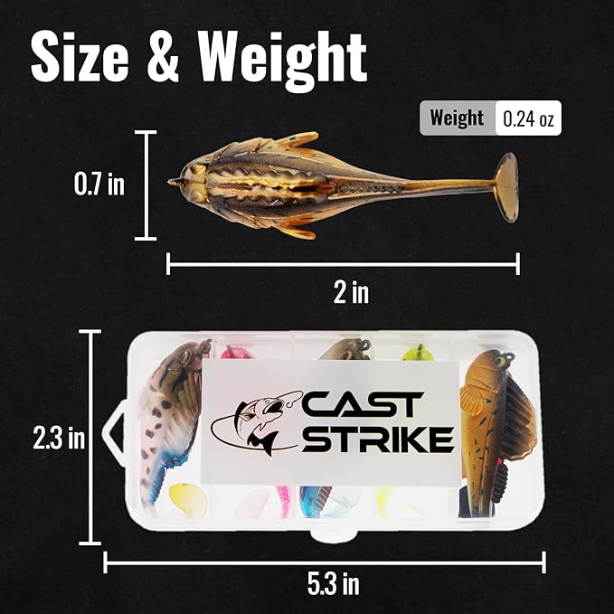 Soft Fishing Lures 5pcs Kit with Tackle Box Weedless Paddle Tail Swimbaits for Bass Trout Crappie Walleye Freshwater Saltwater Life Like Action Durable Plastic Sharp Hooks