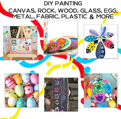 TRANSON 24 Color Bold and Fine Dual-tip Acrylic Paint Pen Set for Canvas Rock Wood Leather Ceramic DIY Painting