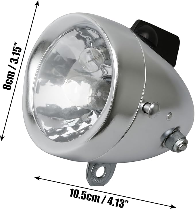 Dynamo Bike Light Kit Vintage Motorized Bicycle Friction 12V 6W Generator Headlight & Tail Light Lamp Retro Style Universal Set, Includes Lights & Parts