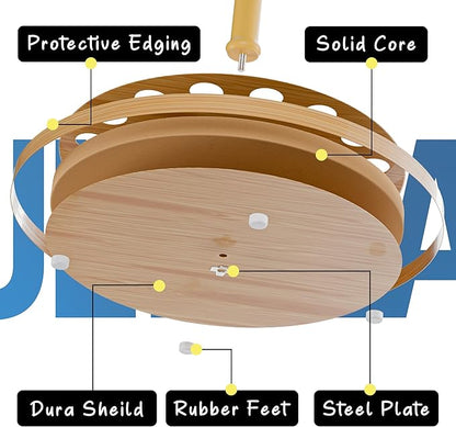 Rush Creek Creations Round 16 Fishing Rod Storage Rack - Features Traditional Handcrafted Wood Post - No Tool Assembly, Wood Grain Laminate