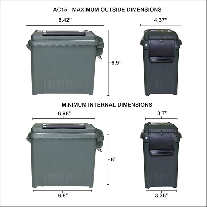 MTM AC5C 5-Can Ammo Crate Mini, Convenient size, Store 650 rounds of 9mm bulk ammo, Stackable, easy carry and transport of multi-caliber ammo, Rugged tactical carrying crate