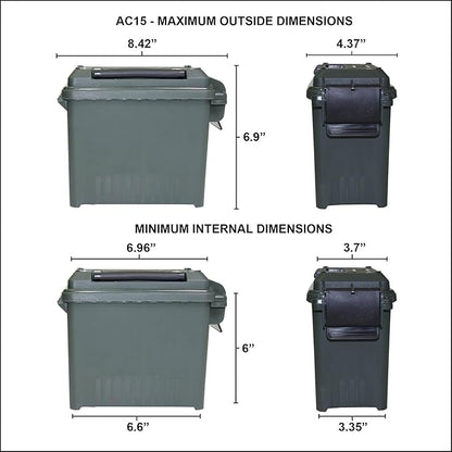 MTM AC5C 5-Can Ammo Crate Mini, Convenient size, Store 650 rounds of 9mm bulk ammo, Stackable, easy carry and transport of multi-caliber ammo, Rugged tactical carrying crate