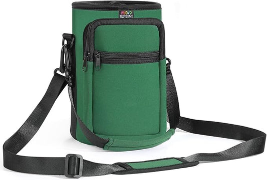 Nuovoware Water Bottle Carrier Bag,25oz/40oz/64oz Bottle Pouch Holder,Adjustable Shoulder Hand Strap 2 Pocket Sling Neoprene Sleeve Sports Accessories for Hiking Travelling Camping