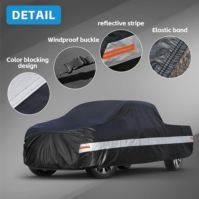 10 Layers Truck Cover Waterproof All Weather. Pickup Truck Cover Rain UV Protection. Length: Up to 210 inches, Universal Fit Most Regular Cab Short Box Ford F100 Chevy C10 S10 Ram 150 250.