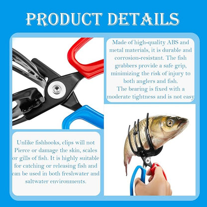 2 PCS Fish Gripper, 3 Claw Fish Grippers for Fishing Pliers, Metal Control, Multi 3 Teeth Clamp Claw Grabber Tool for Most Freshwater Hook Remover, Tackle Holder