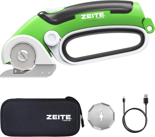 ZEITE 4V Cardboard Box Cutter,Cordless Electric Scissors,Max Cutting 1/4",Ideal for Cardboard,Thin Carpet & Plastic Recycling,Easy to Hold and Safe,Green