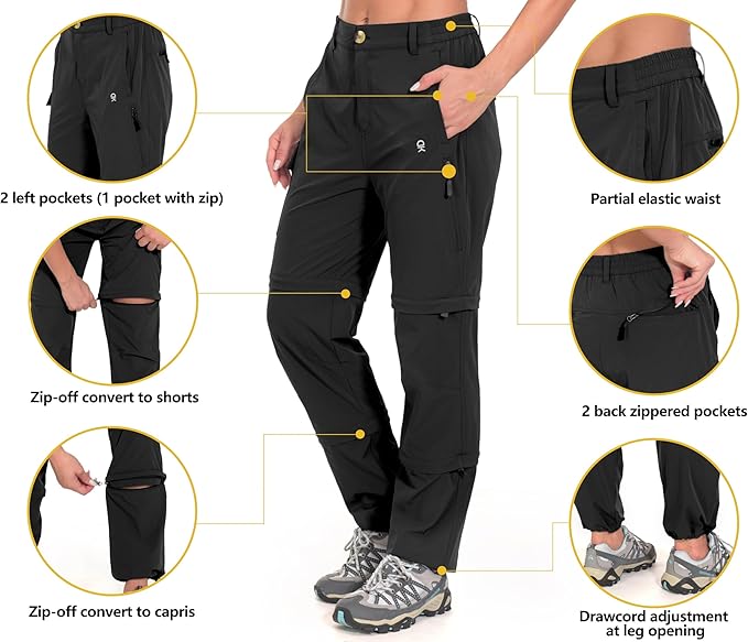 Little Donkey Andy Women's Stretch Convertible Pants, Zip Off Quick Dry Hiking Pants