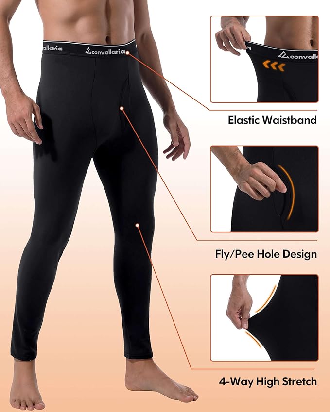 Men's Thermal Pants Fleece Lined Long Johns Compression Bottom Athletic Base Layer Cold Weather Gear 1 2 4 Pcs