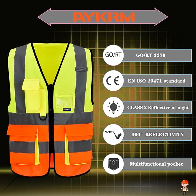 A-SAFETY High Visibility Reflective Safety Vest Customize Logo (XS-8XL)
