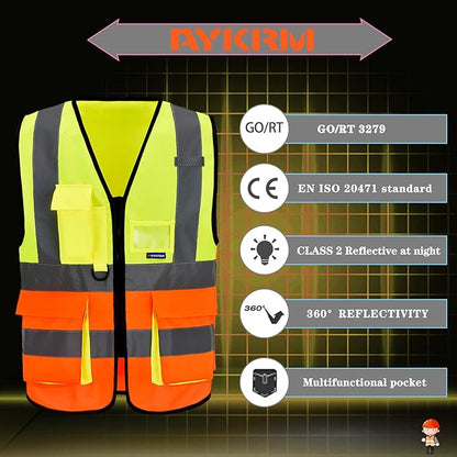 A-SAFETY High Visibility Reflective Safety Vest Customize Logo (XS-8XL)