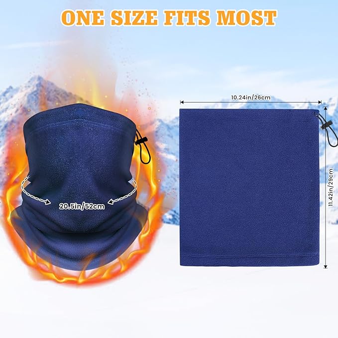 Winter Neck Warmer Gaiter: 4 Pack Windproof Face Ski Mask Fleece Face Cover Scarf for Cold Weather Sports and Work