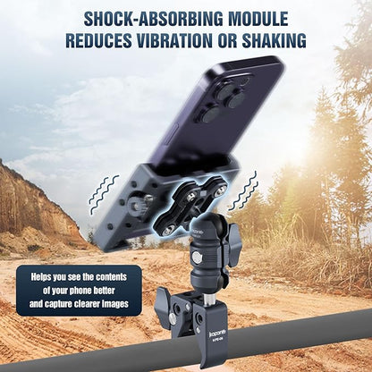 Shock-Absorbing Phone Clip Kit, Aluminum Double Socket Arm and Handlebar Strong Rod Clamp, Installed on 0.55-1.77" Diameter Rail Round Rod (KPS-13)