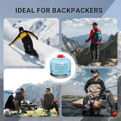 KOMAN Isobutane Fuel Canister 230 Gram Camping Stove Fuel Butane Propane Blend Camping Fuel Gas Canister Backpacking Fuel Light-Weight Compact Camping Fuel (4 Pack)