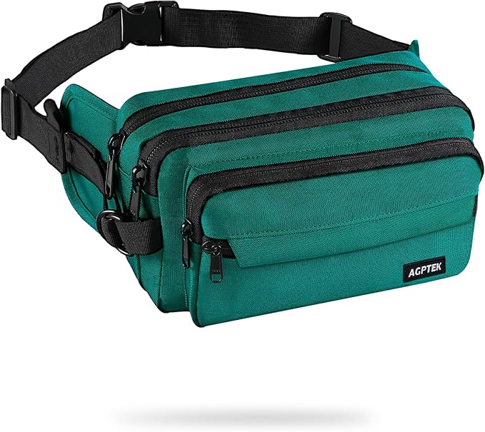 AGPTEK Fanny Pack for Women Men, RFID Large Capacity Waist Wallet Bag, Adjustable & Waterproof Bum Belt Pouch for Travel, Running, Shopping, Hiking, Dog Walking, Cycling, Climbing