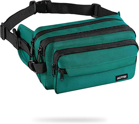 AGPTEK Fanny Pack for Women Men, RFID Large Capacity Waist Wallet Bag, Adjustable & Waterproof Bum Belt Pouch for Travel, Running, Shopping, Hiking, Dog Walking, Cycling, Climbing