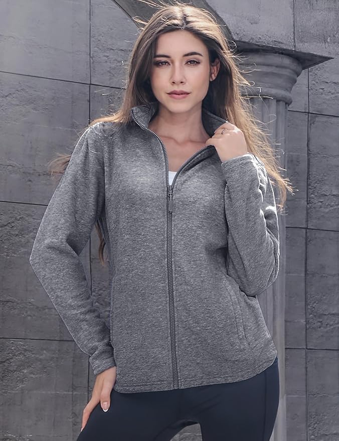 MAGCOMSEN Fleece Jacket Women Zip UP Lightweight Soft Polar Warm Winter Jackets for Women with Pockets Outdoor Hiking