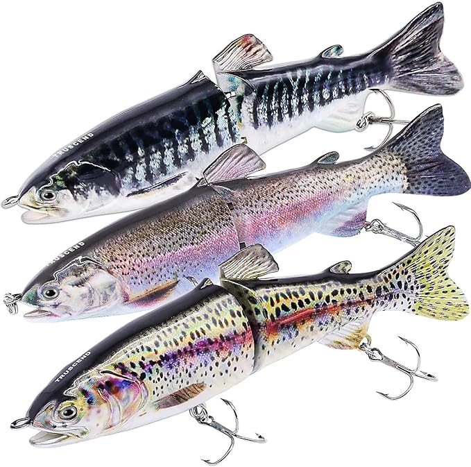 TRUSCEND Easy Catch Swimmax, Magic Noisy Turbulent Wiggling and Vibrating Actions for More Bites, Segmented Swimbait Jointed by Dyneema Strongest Fiber, Lifelike Fishing Lures for Relax Family Fishing