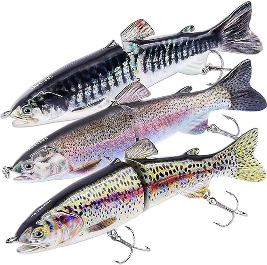 TRUSCEND Easy Catch Swimmax, Magic Noisy Turbulent Wiggling and Vibrating Actions for More Bites, Segmented Swimbait Jointed by Dyneema Strongest Fiber, Lifelike Fishing Lures for Relax Family Fishing