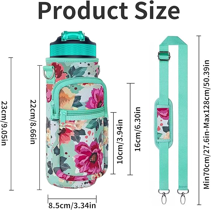 Insulated Water Bottle Holder Sling Bag with Phone Pocket, Adjustable Crossbody Strap for Walking, Hiking, Camping, Fishing