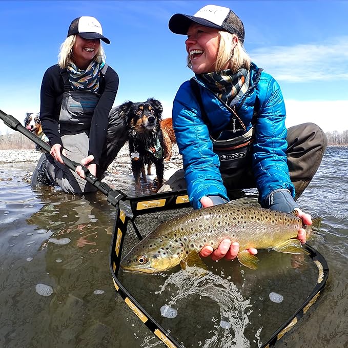 PLUSINNO Floating Fishing Net for Steelhead, Salmon, Fly, Kayak, Catfish, Bass, Trout Fishing, Rubber Coated Landing Net for Easy Catch & Release, Compact & Foldable for Easy Transportation & Storage