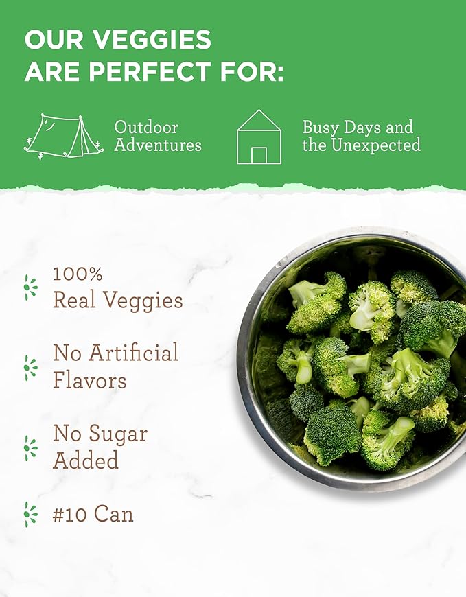 Simple Kitchen Freeze Dried Buttered Broccoli – 12 Servings for Family Meal Prep, Canned Broccoli, Gluten Free & Dehydrated Camping Meals, Emergency Survival Food for Backpacking & Hiking, #10 Can