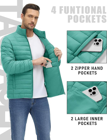TACVASEN Men's Lightweight Puffer Jacket Winter Quilted Puffy Jackets Warm Water-Resistant Windproof Insulated Coats