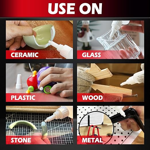 Thick Super Glue Clear Heavy Duty Ca Glue Repair Wood Furniture Plastic Crafts Shoe Sole, Instant All Purpose Cyanoacrylate Adhesive for Woodworking Ceramic Leather Metal Glass Pottery Aquarium