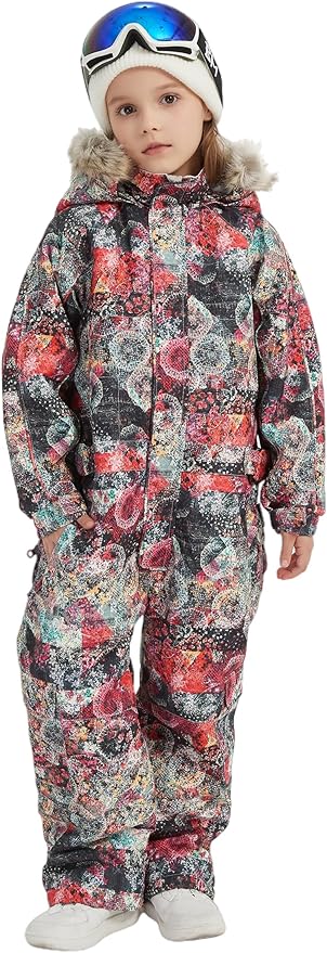 Kids Girls Boys Waterproof Colorful One Piece Snowsuits Coveralls Ski Suits Jackets Winter Jumpsuits