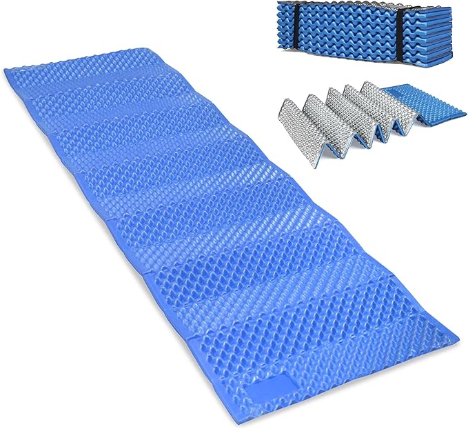 Foam Sleeping Pad for Camping Lightweight Outdoor Folding Mat Closed Cell Foam Pad Portable Waterproof Sleeping Mat for Hiking Backpacking Aluminum XPE Camping Accessories 0+