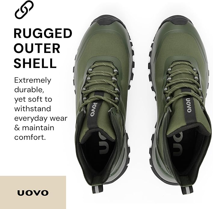 UOVO Men's Waterproof Hiking Boots – All-Season Non-Slip Outdoor Work & Trail Footwear