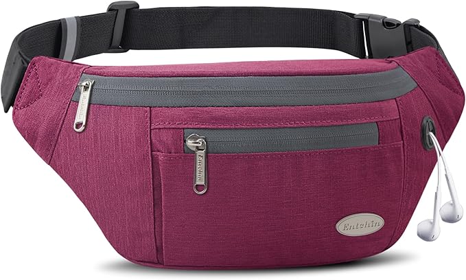 Entchin Fanny Pack for Women Men,Crossbody Belt Bag with 4-Zipper Pockets,Adjustable Waist Bag Pack,One of the Most Popular Travel Essential Gifts for Walking,Traveling,Cycling