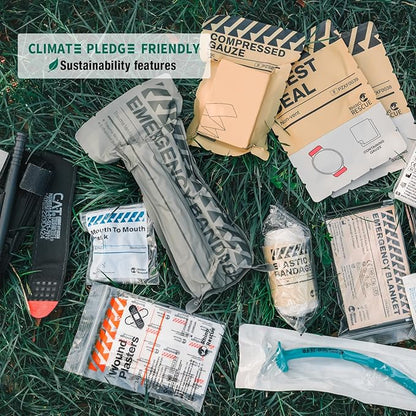 RHINO RESCUE IFAK Trauma Kit with C-A-T Tourniquet, Tactical First Aid Kit Molle Pouch for Military, Combat, Car, Camping, Hiking, Travel (Camo)