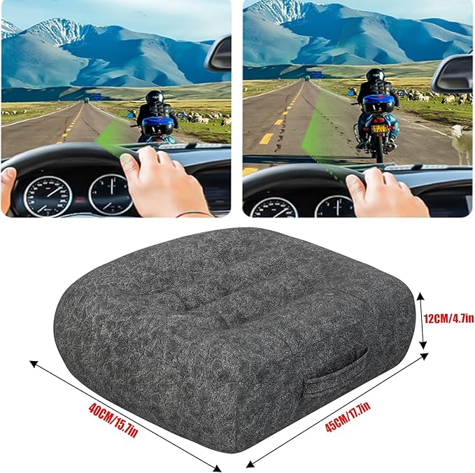 Super Thicken Car Seat Cushion for Adults-Car Booster Seat for Short Drivers-Increase The Field of View by 12cm/4.7in,Plush shell, breathable,with handle,easy to carry,for Cars,Office,Home（Dark Gray）