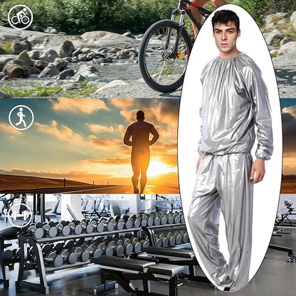 Sauna Suit, Lightweight Sauna Sweat Suit, Anti Rip Sweats Suit for Men Women, Gym Fitness Workout Suits Top Pants