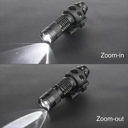 Helmet Light, Mini Zoomable Tactical Flashlight with Strobe/Strong/Low Lamp, Compact Helmet Mounted LED with Fast Helmet Clip Rail, 100 Lumens for Outdoor Cycling Hiking