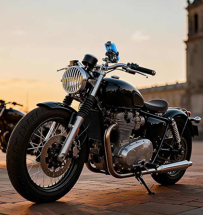 Motorcycle Phone Mount [Vibration Dampener] [High-Speed Secure Lock] Anti-Shake Motorcycle Cellphone Holder, Bike Phone Mount with Short Arm for 0.5"-1.26" Handlebar, 4.7"-7.2" Smartphone