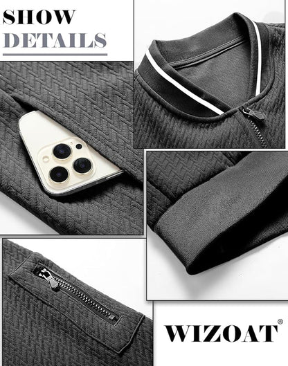 Mens Casual Jacket Loose Fit Lightweight Jacket Varsity Bomber Jacket with Zipper