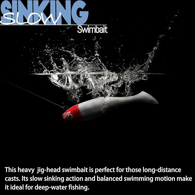 Soft Fishing Lures Shad Minnow Swimbaits, Pre-Rigged Jig Heads Paddle Tail Swim Baits for Bass, Trout, Walleye, Crappie, Sinking Jigs Bait for Saltwater Freshwater, Fishing Gifts for Men