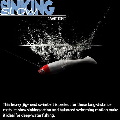 Soft Fishing Lures Shad Minnow Swimbaits, Pre-Rigged Jig Heads Paddle Tail Swim Baits for Bass, Trout, Walleye, Crappie, Sinking Jigs Bait for Saltwater Freshwater, Fishing Gifts for Men