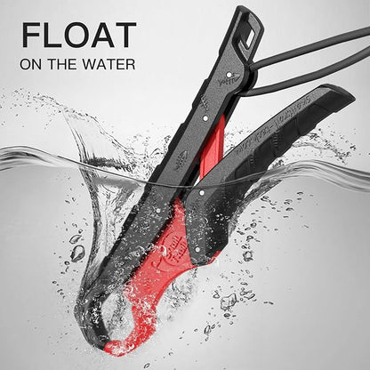 SNAIL TRAIL 7.5''/9'' Floating Fish Gripper, Fishing Grabber, Catfish Mouth Pliers, Caught Bass Holder, Digital Scale Hook Clamp, Saltwater Lip Grip Tool with Lanyard, Gifts for Men