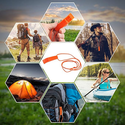 AUGSUN 10 Pcs Safety Whistle Marine Whistle Plastic Whistles with Lanyard for Emergency