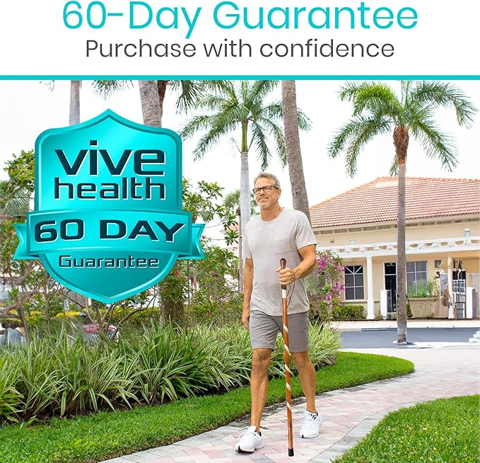 Vive Wooden Walking Stick - Willow Cane for Seniors Hiking & Balance - Heavy Duty Carved Twisted Wood Sticks for Men & Women - Stylish Support Pole for Outdoor Trekking & Weight Bearing