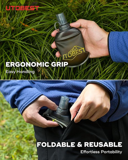 150ml Soft Flask, 1 Pack Flexible TPU Hydration Water Bottle, Collapsible with 28mm Caliber for Running, Hiking, Cycling, Climbing, and Marathon Yellow