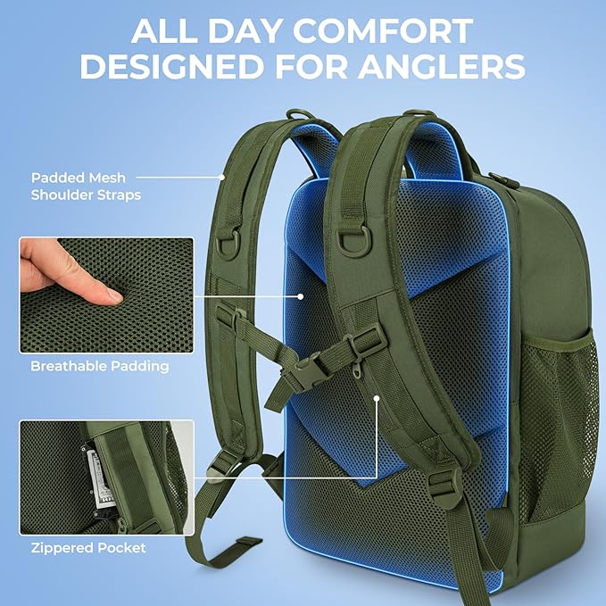 KastKing KarryAll Fishing Tackle Backpack with Rod Holder 4 Tackle Boxes,40/26L Tackle Bag Storage Fishing Gear and Equipment