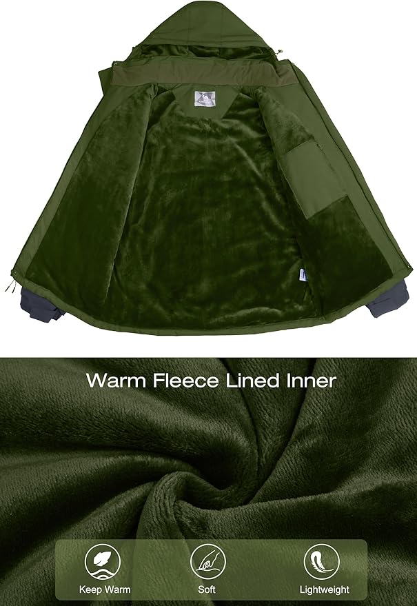 CAMELSPORTS Mens Winter Jacket Waterproof Warm Snow Ski Jackets Faux Fur Fleece Rain Coats with Removable Hood